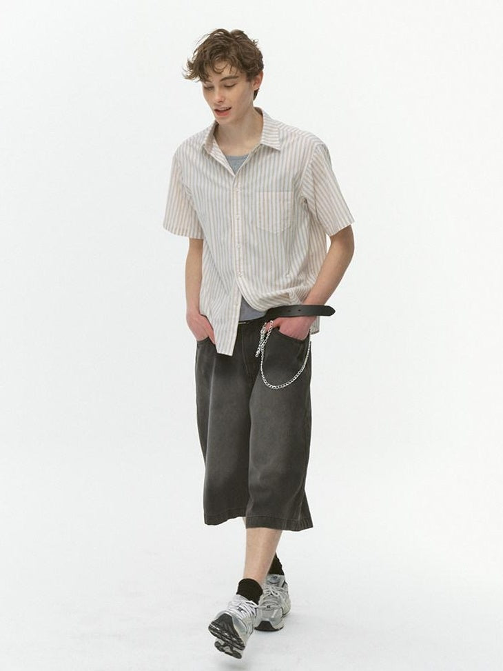 Country Moment Washed Mid Rise Loose Straight Casual Carbon Gray Cotton Wide Leg Jeans
