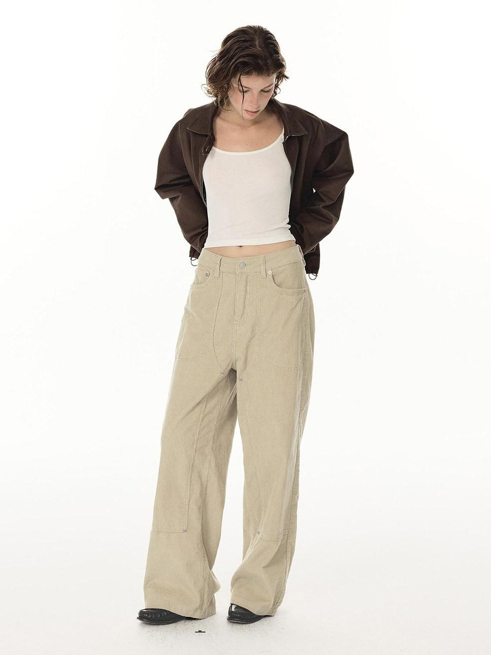 Country Moment Soft 100 Percent Cotton Loose Straight Leg Mid Rise Casual Mens Cargo Pants