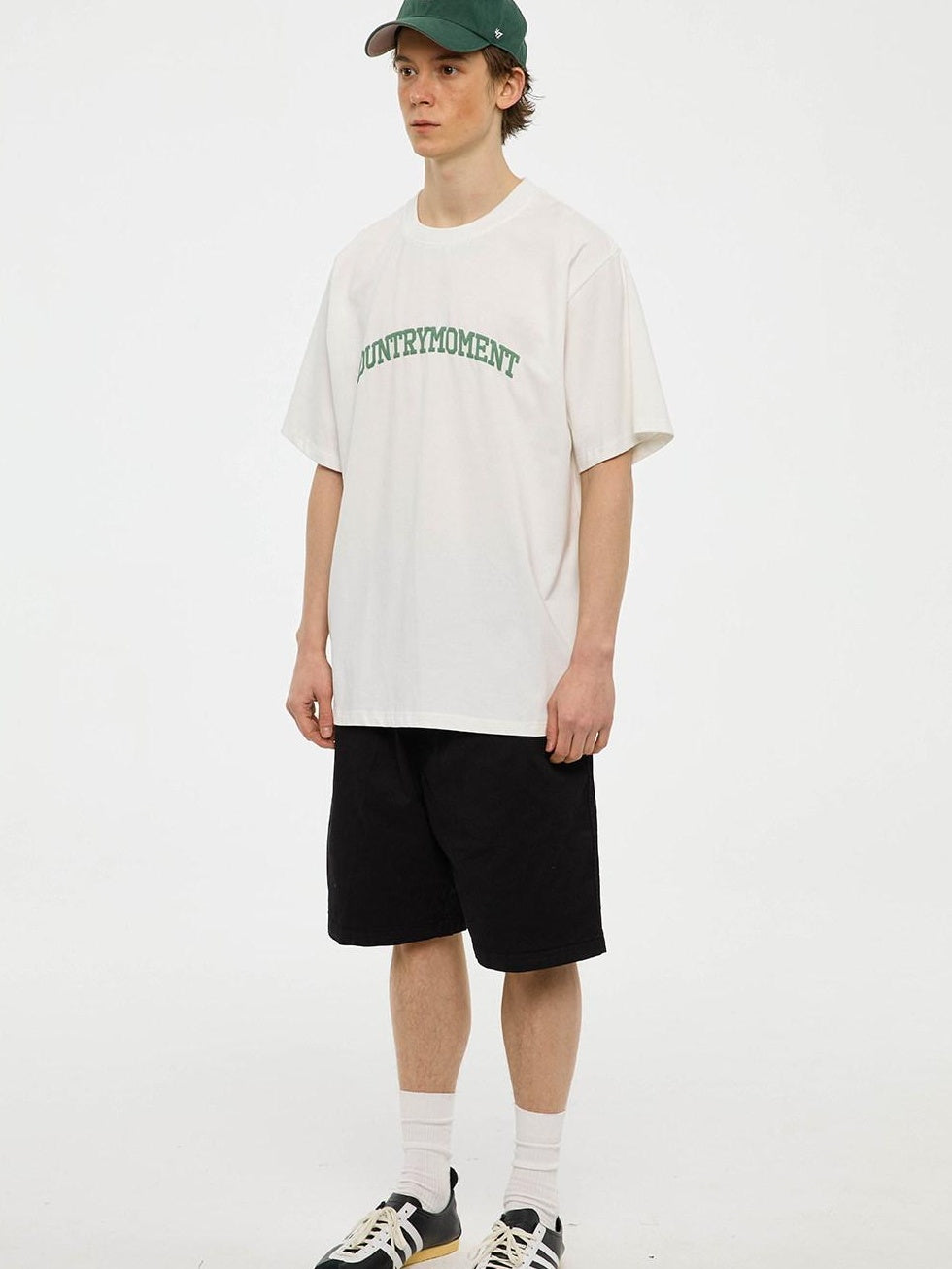 Country Moment Pure Cotton Japanese Loose Fit Crew Neck Letter Logo Print Short Sleeve T-Shirts