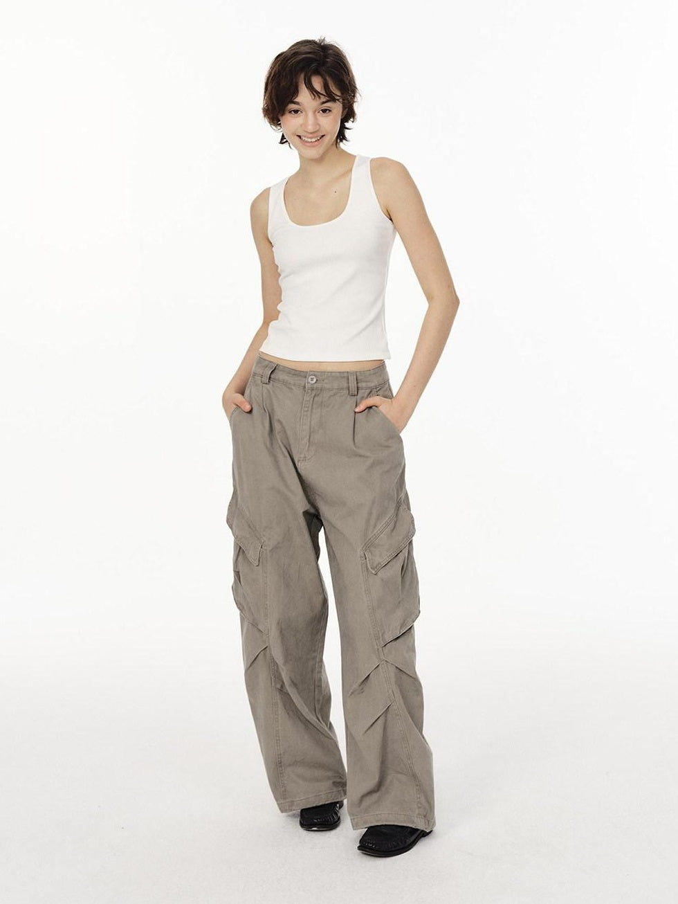 Country Moment Durable Cotton Loose Fit Workwear Button Fly Utility Pockets Cargo Pants