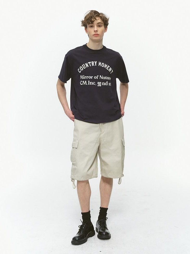 Country Moment Pure Cotton Relaxed Crew Neck Casual Teen Logo Solid Navy Short Sleeve T-Shirts