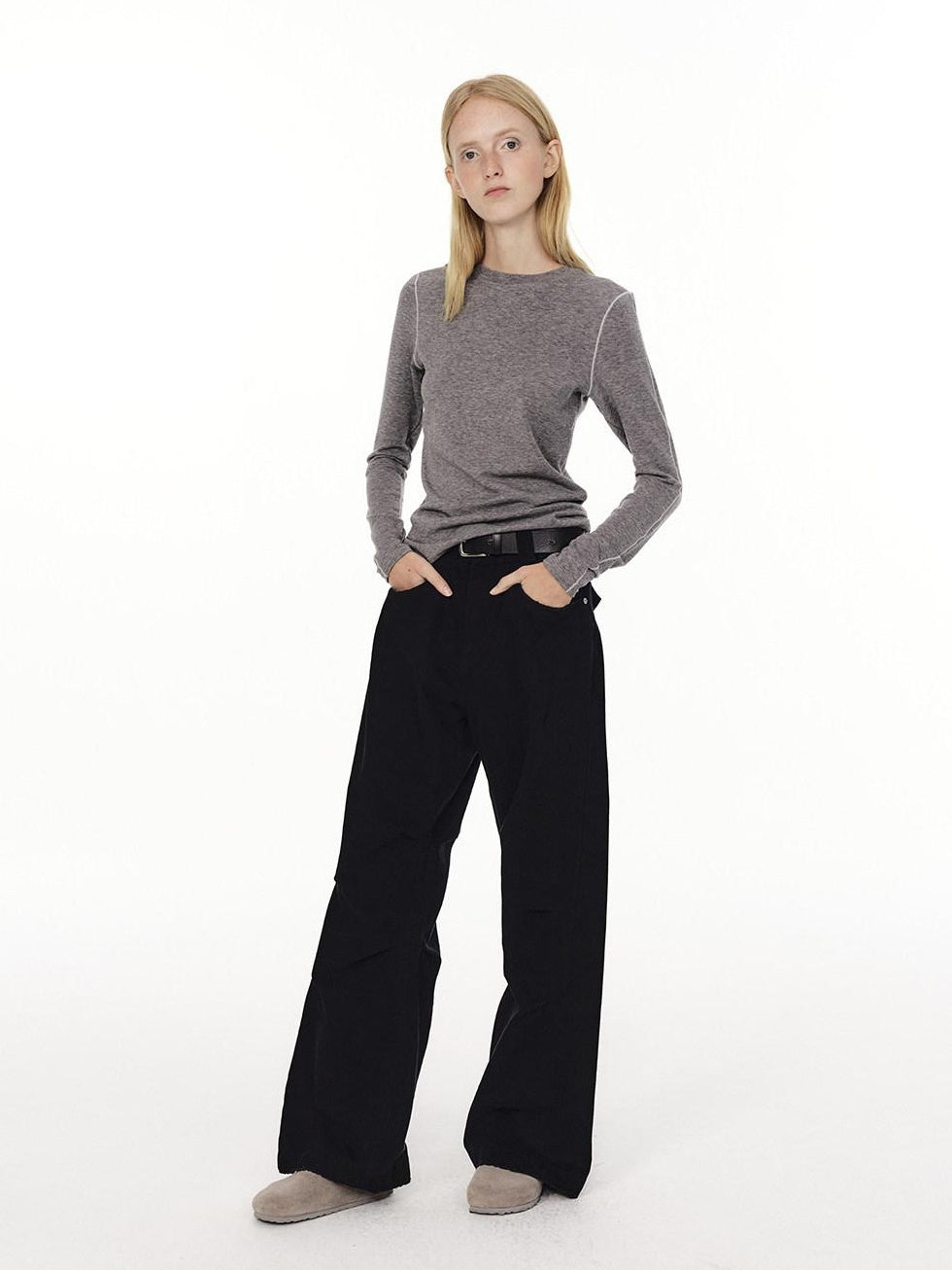 Country Moment Pure Cotton Wide Leg Button Fly Loose Casual Black Gray Navy Straight Pants