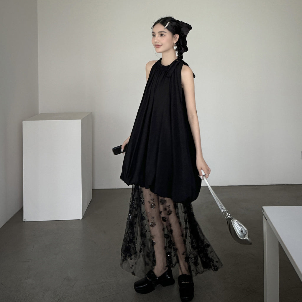 DDGIRL_studio_Faux_Two_Piece_Layered_Workwear_Women_Cotton_Blend_Black_White_Midi_Skirts_MISSTT