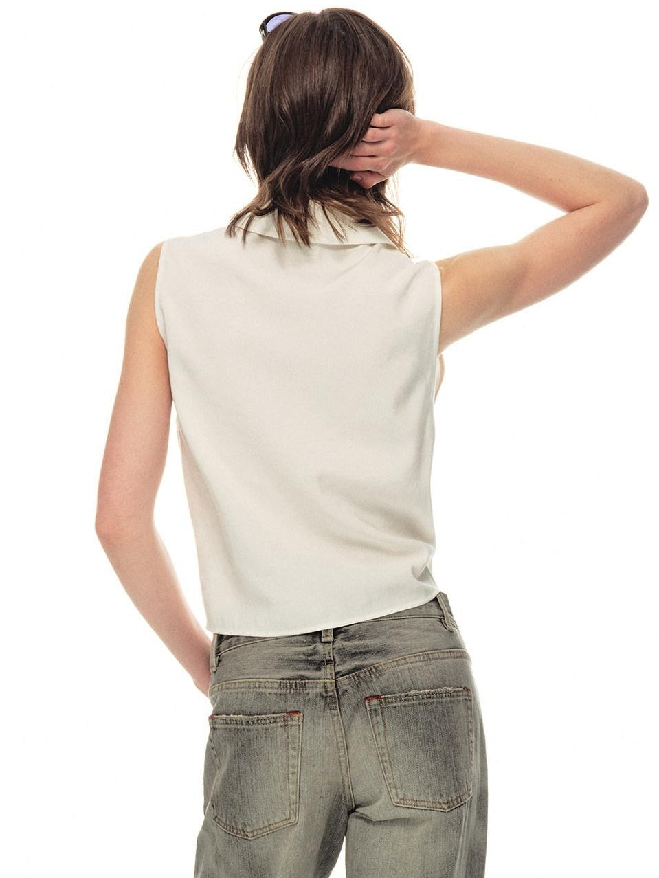 Country Moment Breathable Quick Dry Loose Tie Front Women Commuter Modal Sleeveless Short Shirts