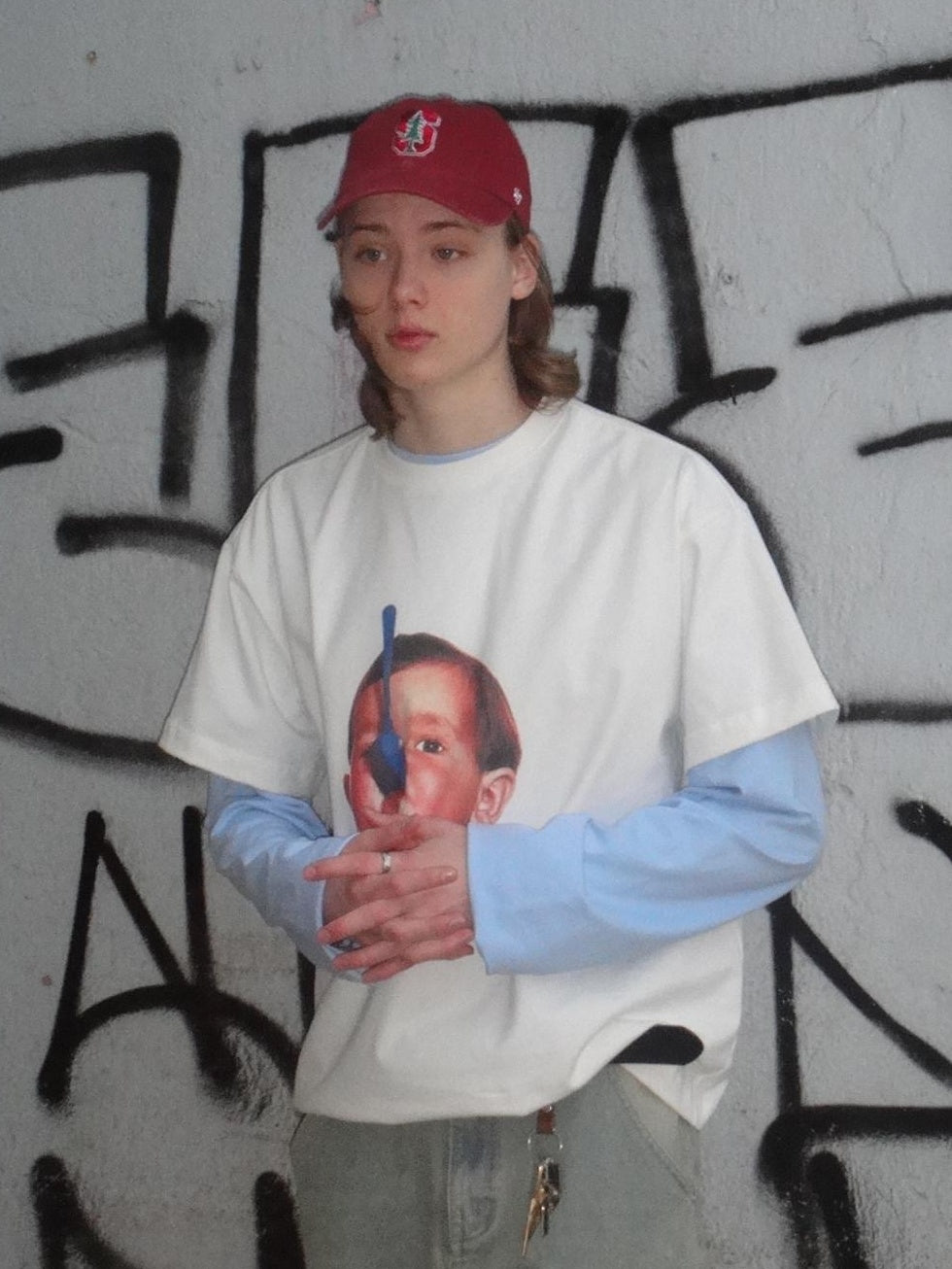Country Moment 100% Cotton Oversized Crewneck Character Print Teen White Short Sleeve T-Shirts