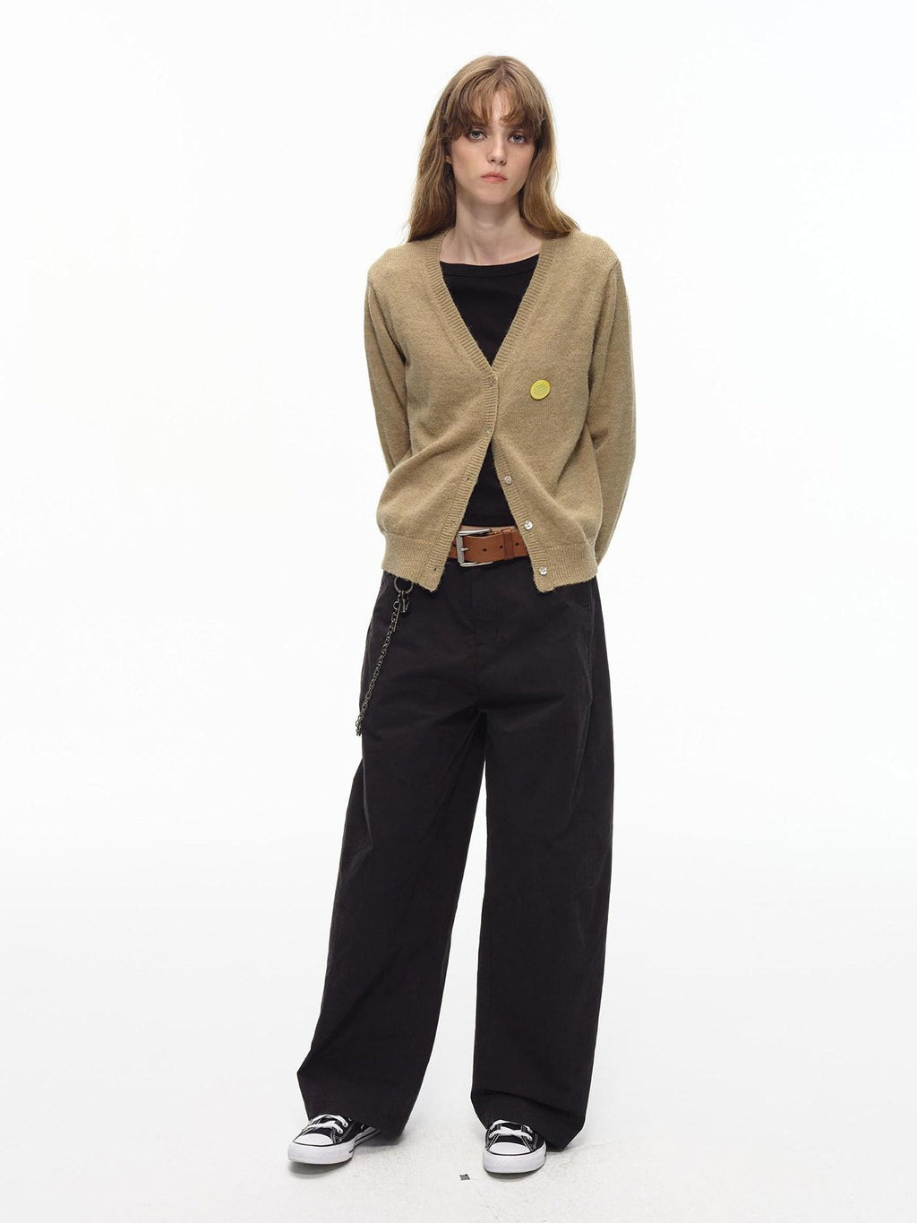 Country Moment Micro Stretch Low Rise Loose Fit Black Cotton Non Deforming Straight Pants