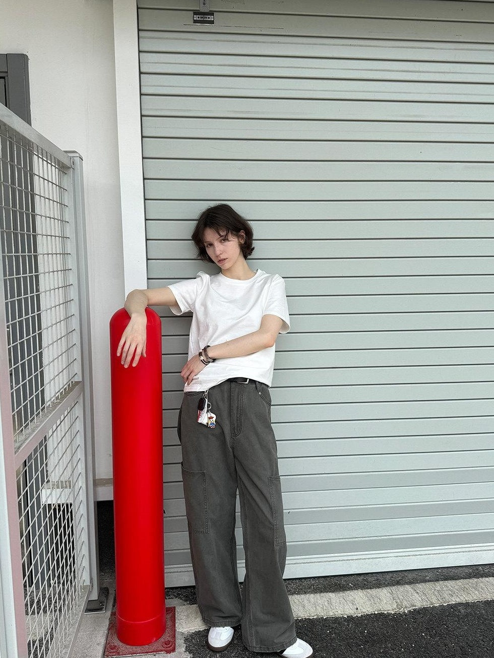 Country Moment Washed Pure Cotton Loose Fit Teen Everyday American Casual Straight Pants