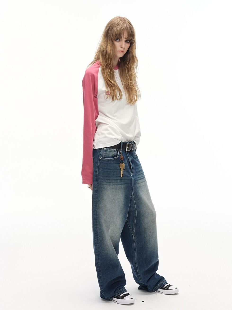 Country Moment 100% Cotton Soft Loose Colorblock Raglan Unisex Casual Long Sleeve T-Shirts