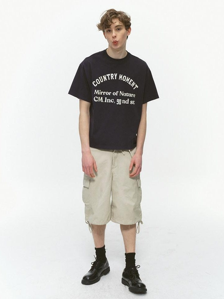 Country Moment Breathable Cotton Washed Cargo Loose Fit Casual Neutral Mid-Length Shorts