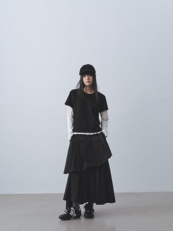 DDGIRL studio Retains Shape Double Lined Pleated High Waist Women Cotton Blend Maxi Skirts