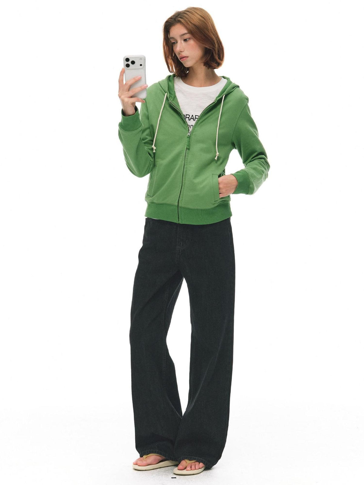 Country Moment Pure Cotton Slim Fit Cropped Zip Up Hooded Casual Youth Student Women Hoodie