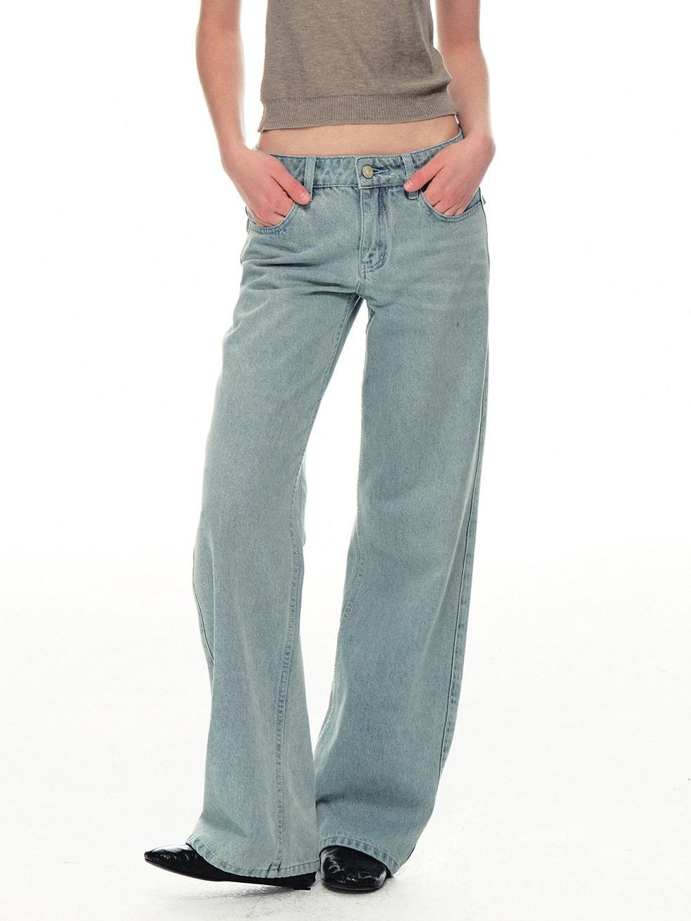 Country Moment Breathable Midrise Waterwash Loose Unisex Casual Cotton Wide Leg Jeans