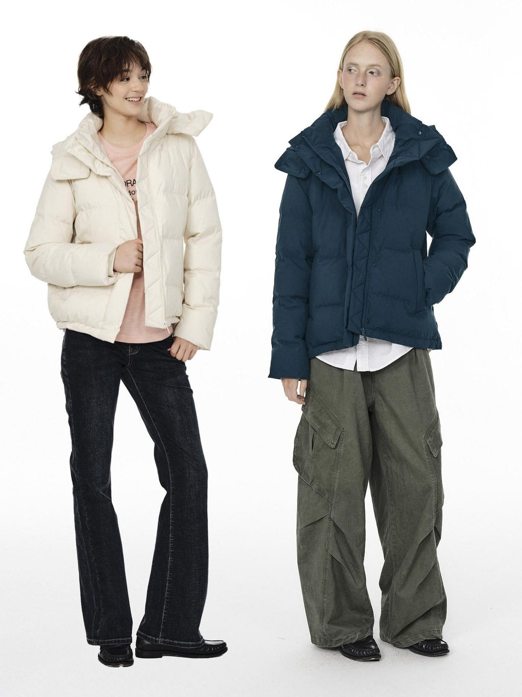 Country Moment 650Fp White Duck Down Cozy Cropped Detachable Hood Women Zipper Down Jackets