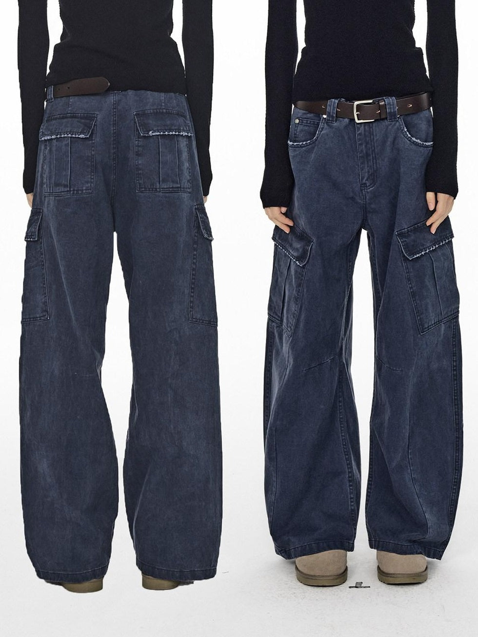 Country Moment Breathable Washed Cotton Relaxed Straight Pocket Button Fly Casual Cargo Pants
