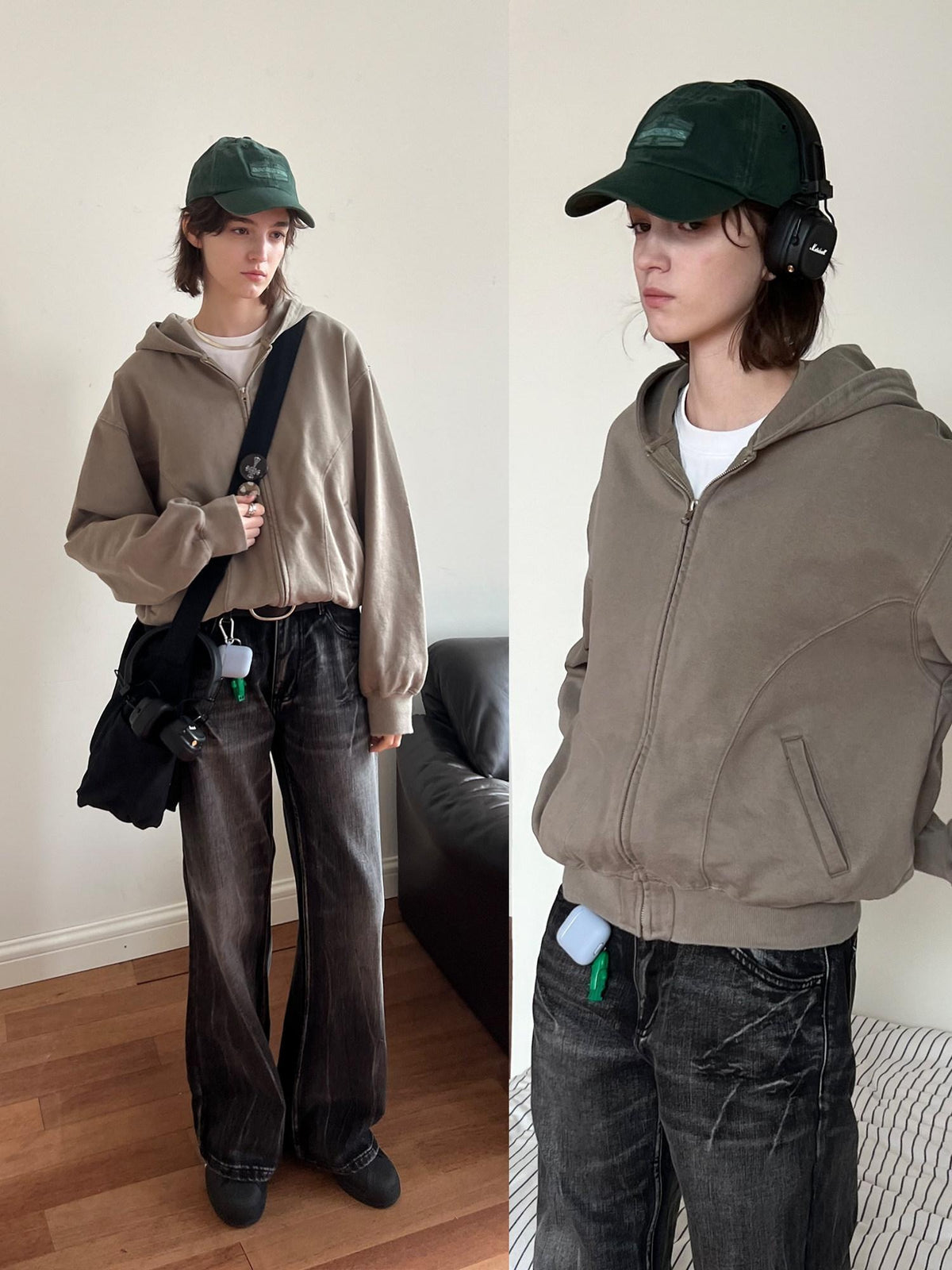 Country Moment Cozy 100 Percent Cotton Loose Fit Ribbed Hem Unisex Zip Front Hoodie