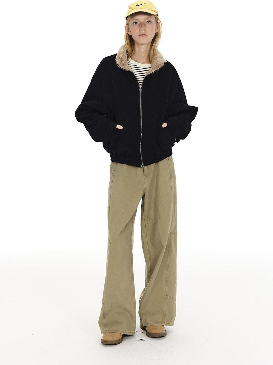Country Moment Comfortable Cotton Mid Rise Straight Leg Unisex Casual Khaki White Cargo Pants