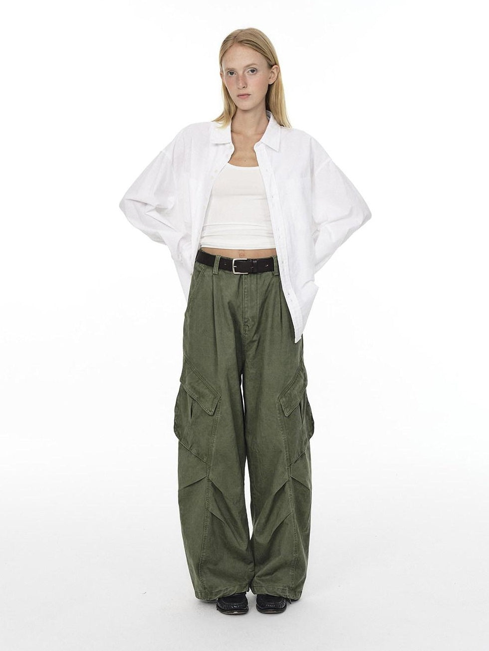 Country Moment Durable Cotton Loose Fit Workwear Button Fly Utility Pockets Cargo Pants