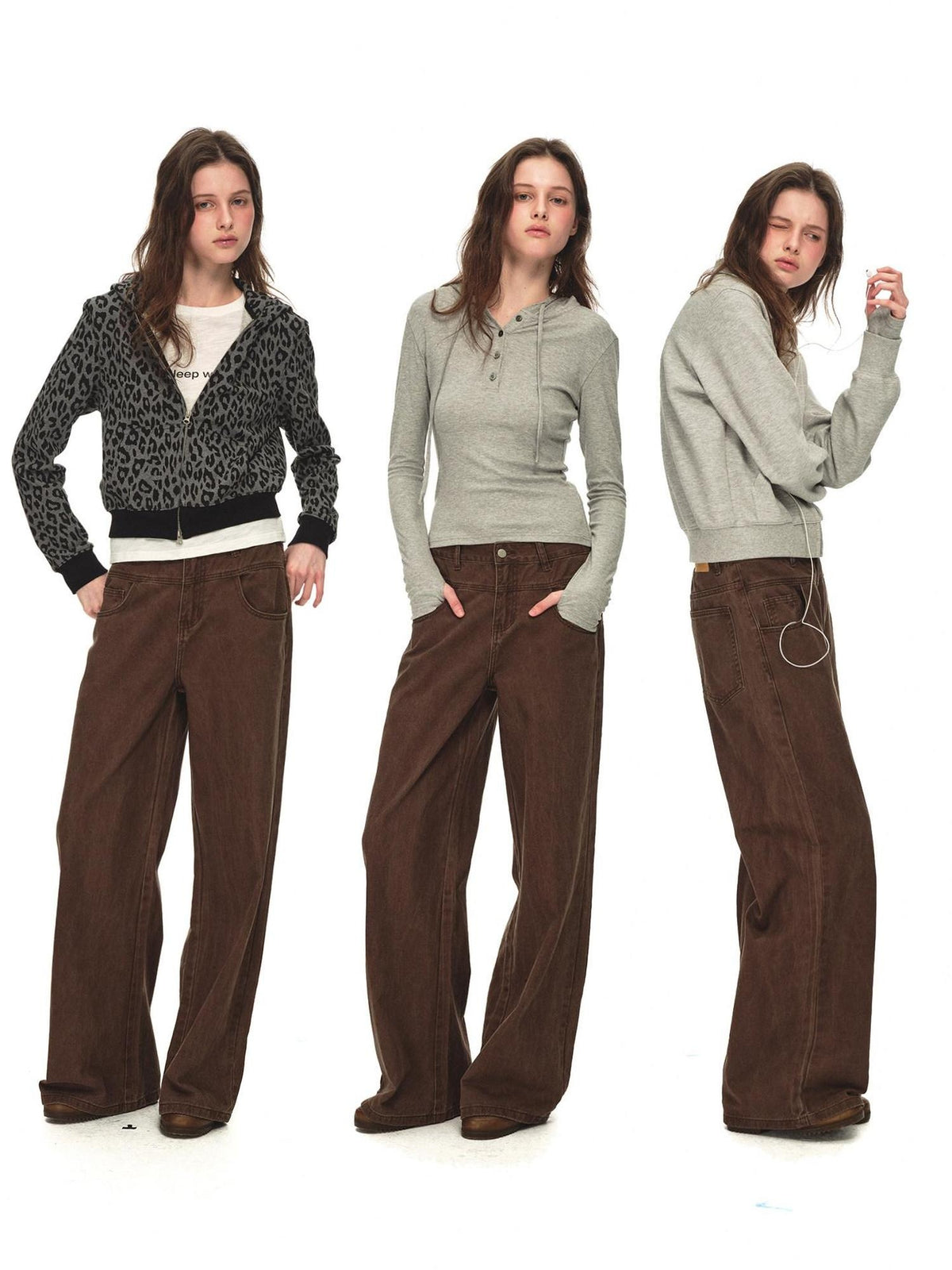 Country Moment Breathable Cotton Washed Patchwork Loose Cargo Mid Waist Casual Straight Pants