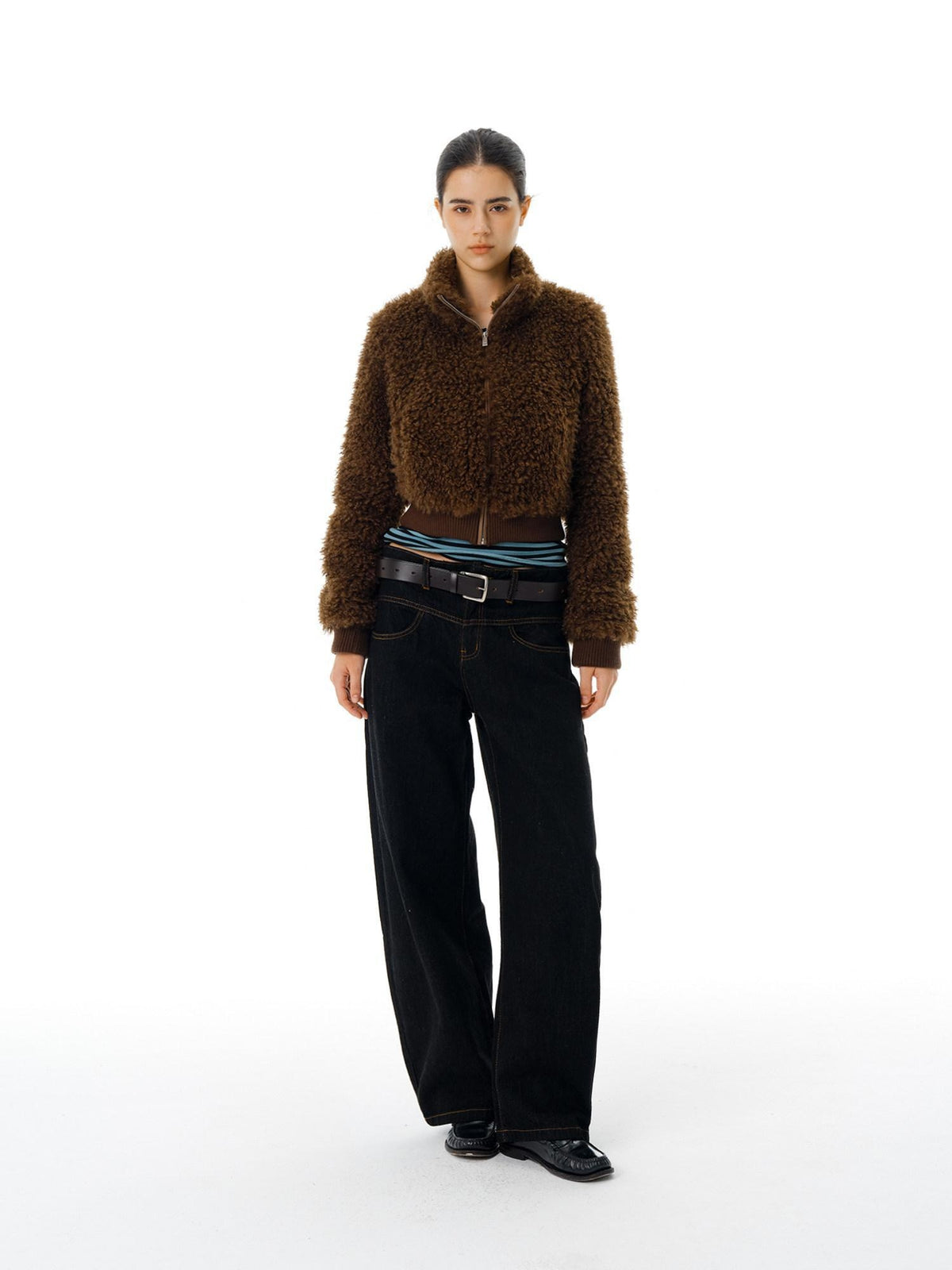 Country Moment Mid Rise Topstitch Casual Commute Cotton Slight Stretch Wide Leg Jeans