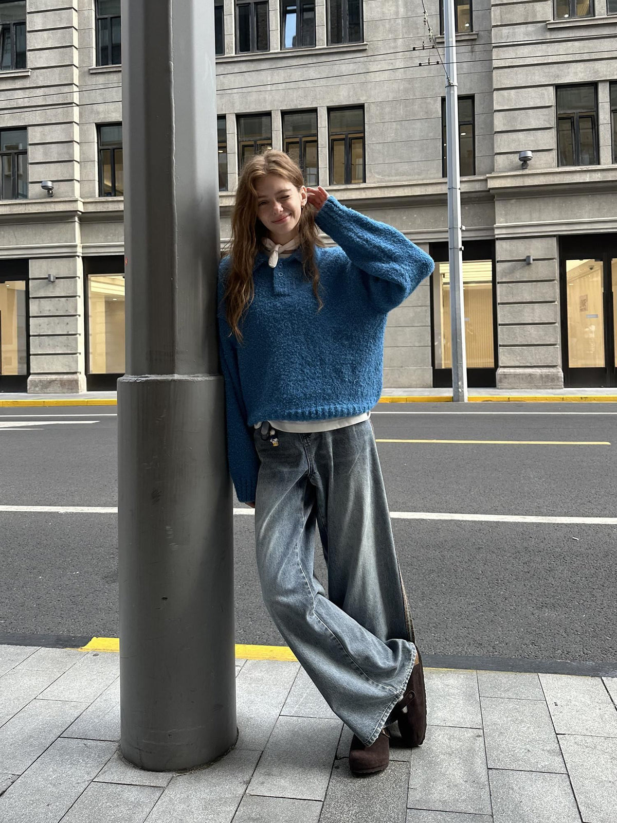 Country Moment Shape Retention Loose Fit Turn Down Collar Unisex Everyday Knit Sweaters