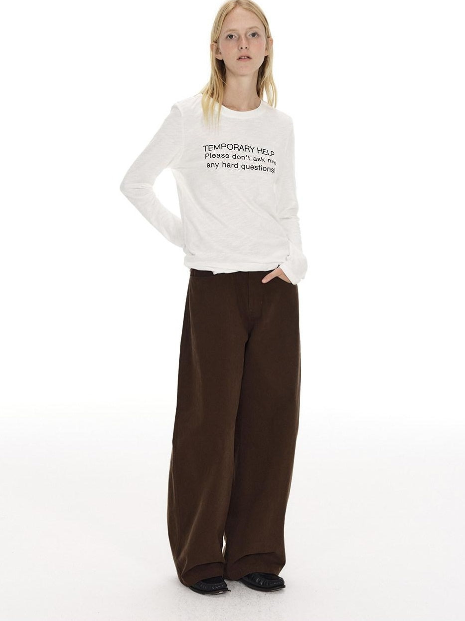 Country Moment Breathable Washed Cotton Relaxed Vintage Workwear Brown Straight Pants