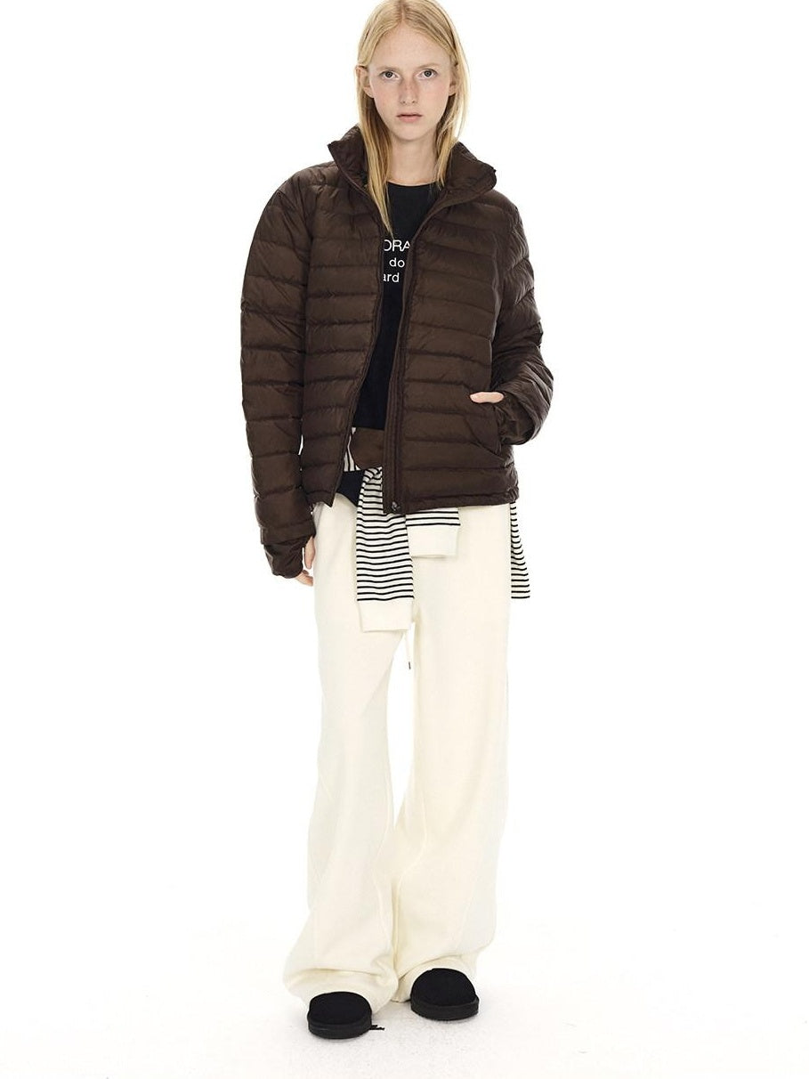 Country Moment Lightweight Warm Short Stand Collar Casual Unisex Nylon White Duck Down Jackets