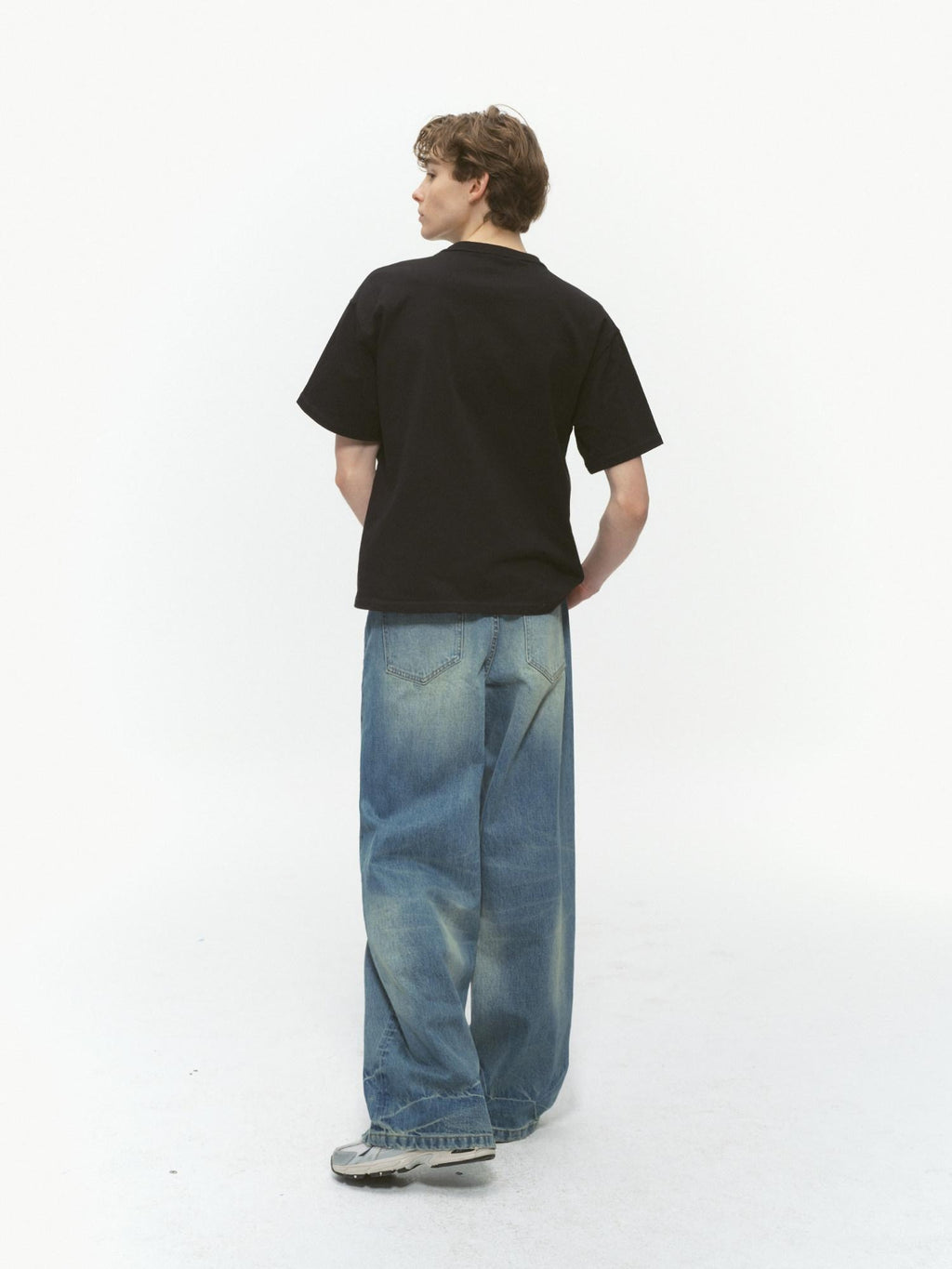 Country Moment Vintage Washed Gradient Mid Rise Distressed Casual Wide Leg Jeans