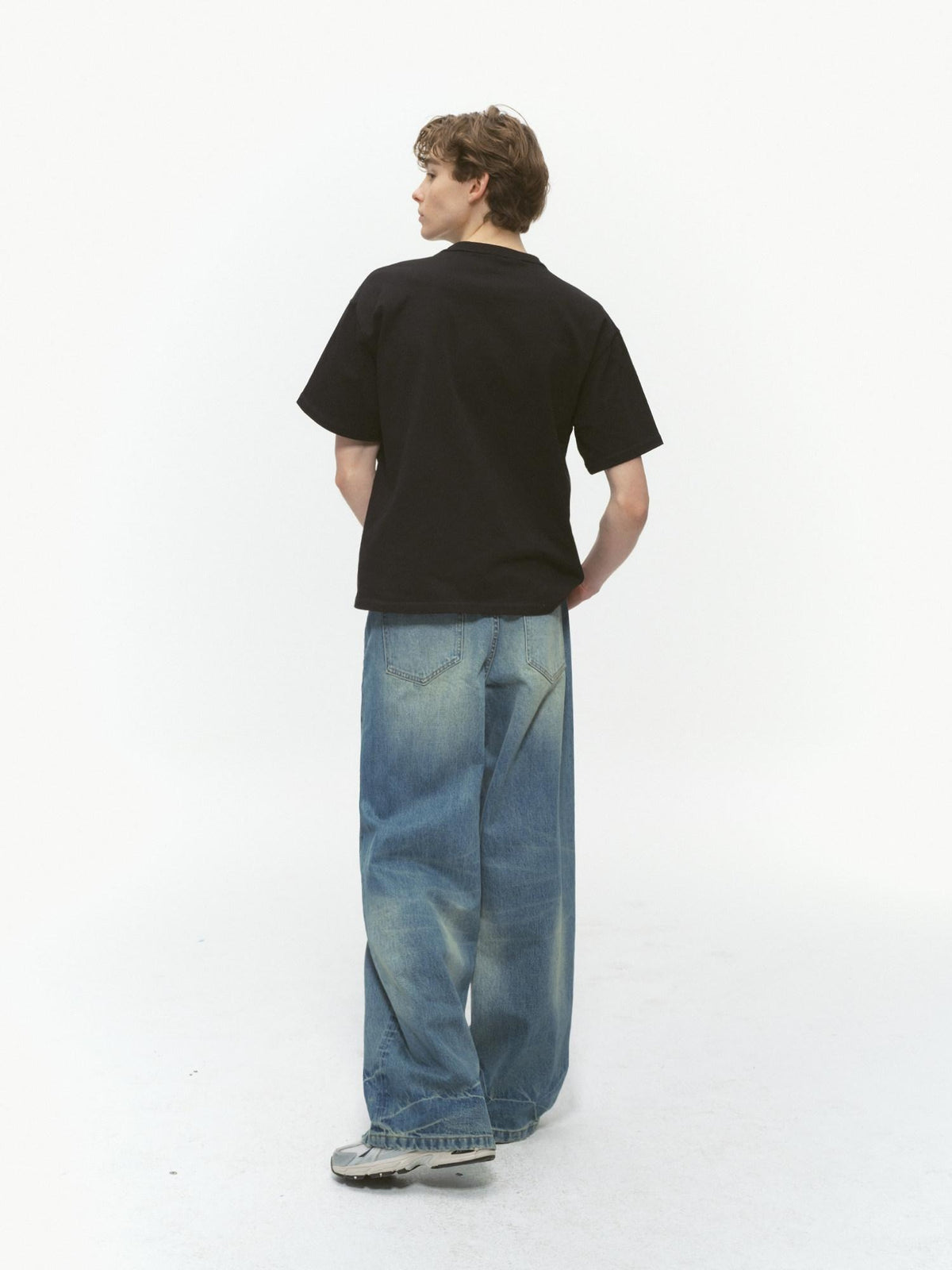 Country Moment Vintage Washed Gradient Mid Rise Distressed Casual Wide Leg Jeans
