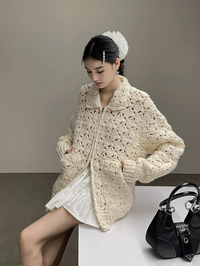 DDGIRL studio Cozy Wool Blend Longline Cardigan Office Commuter One Size Ivory Knit Sweaters