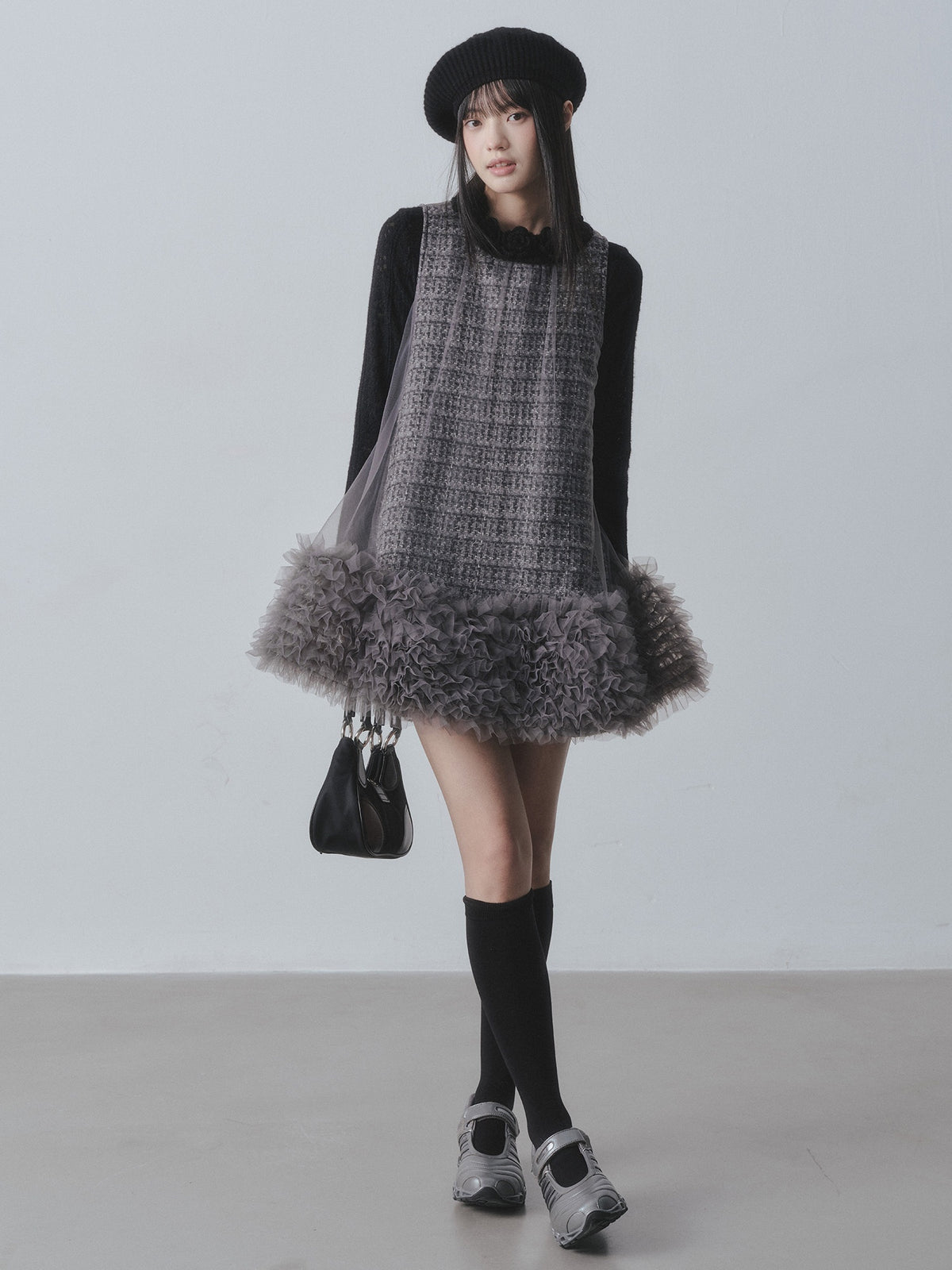 DDGIRL_studio_Warm_Wool_Blend_High_Waist_Double_Layer_Hem_A_Line_Loose_Office_Mini_Dresses_MISSTT