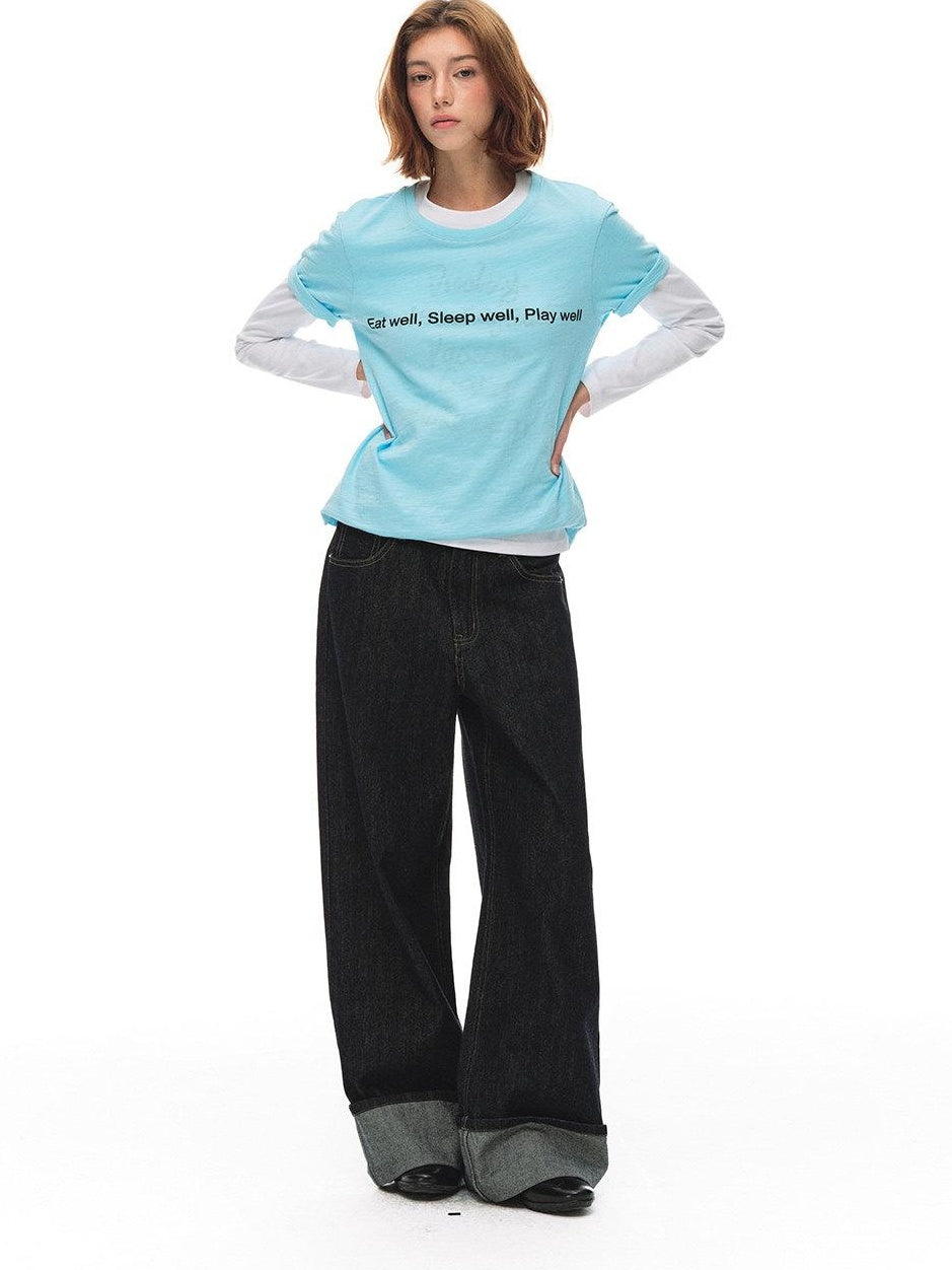 Country Moment Breathable Cotton Mid Rise Washed Loose Women Everyday Straight Leg Jeans
