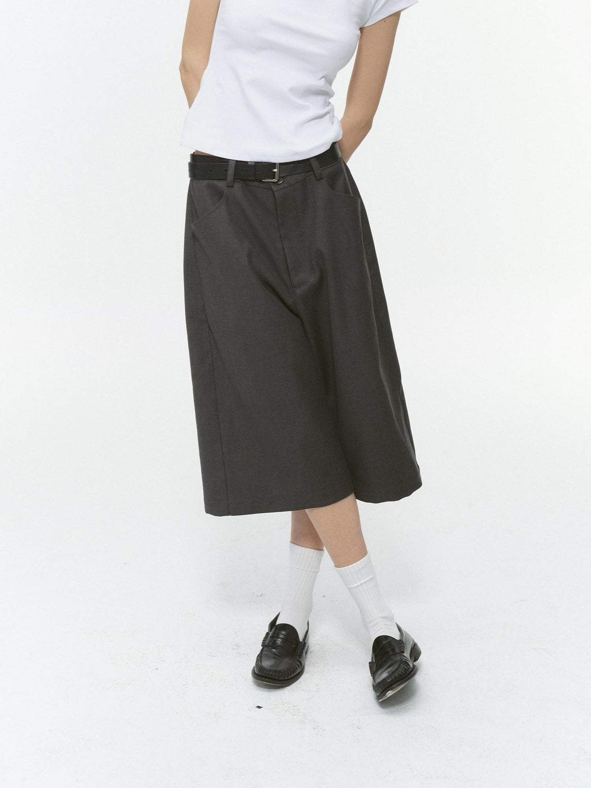 Country Moment Wrinkle Resistant Loose Mid Waist Casual Polyester Rayon Mid-Length Shorts