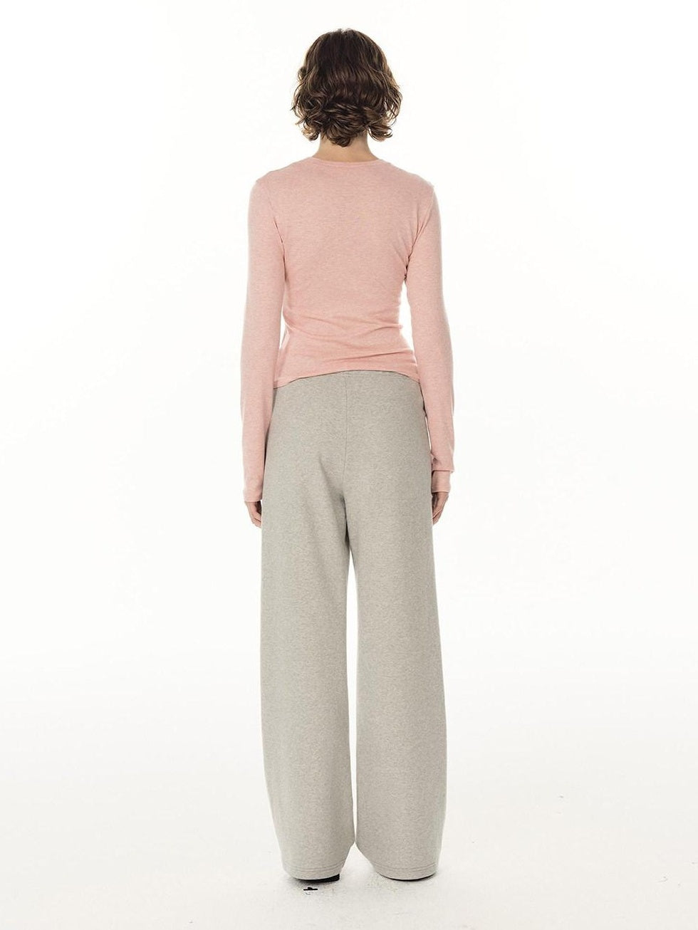 Country Moment Durable Cotton Mid Rise Straight Elastic Youth Casual Black Gray Wide Leg Pants
