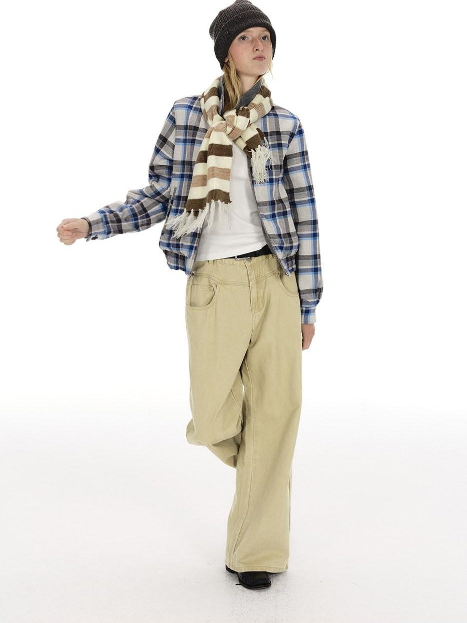 Country Moment Vintage Washed Mid Rise Zipper Flare Loose Casual Unisex Cotton Wide Leg Jeans