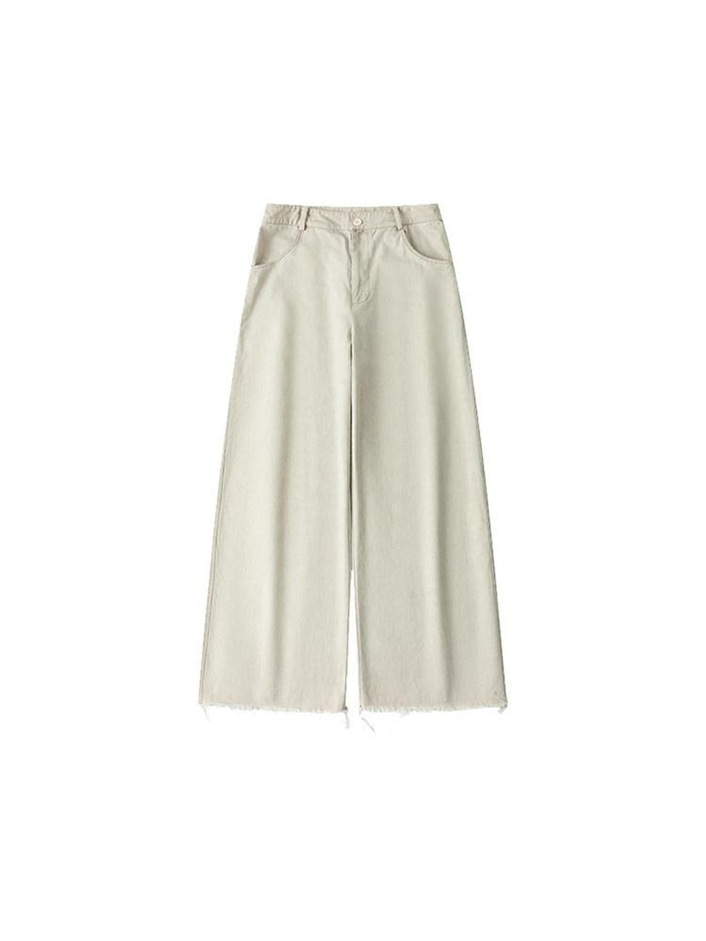 Country Moment Washed Cotton Relaxed Mid High Waist Teen Beige Slight Stretch Straight Pants