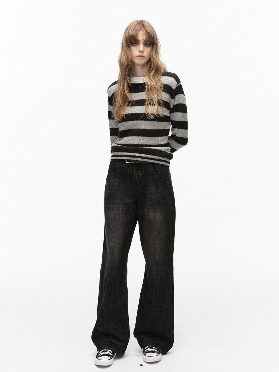 Country Moment Soft Wool Blend Knit Striped Crewneck Regular Fit Women Commuter Casual Sweaters
