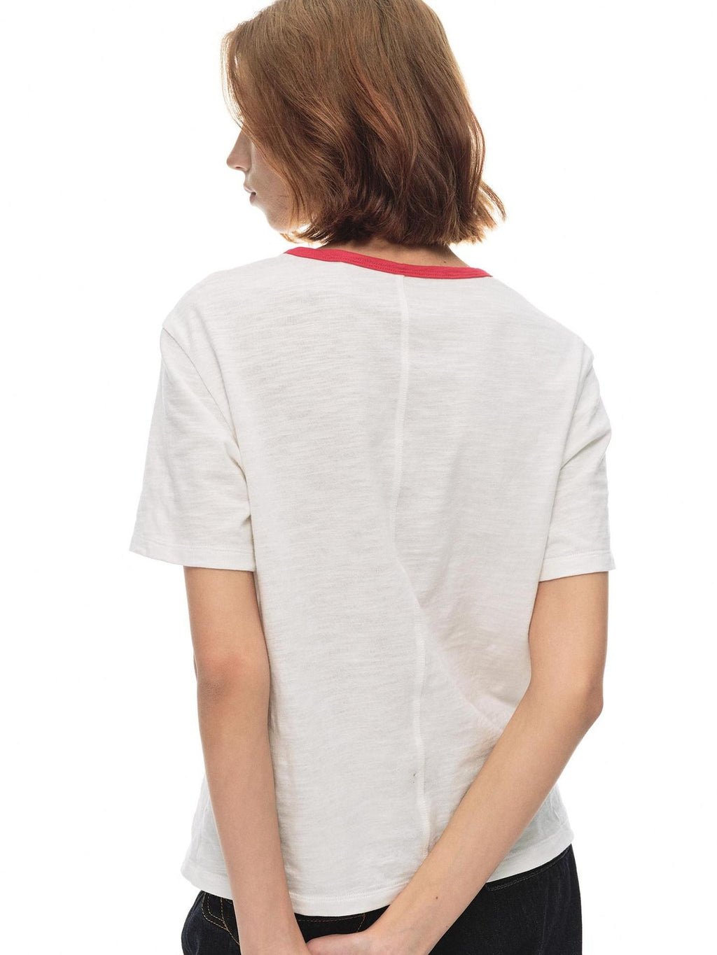 Country Moment Cotton Slub Loose Contrast Ribbed Women Citywalk Pullover Short Sleeve T-Shirts