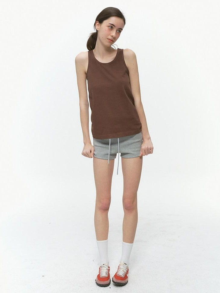 Country Moment Moisture Wicking Cotton Standard Fit Round Neck Casual Solid Color Tank Tops