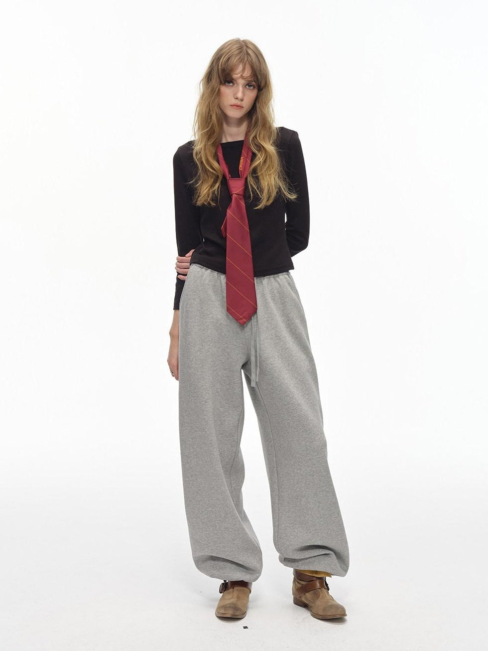 Country Moment Thermal Relaxed Straight Leg Midrise Elastic Waist Heather Grey Youth Sweatpants