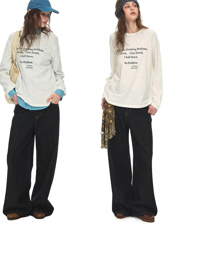 Country Moment Breathable Cotton Slub Loose Printed Women Graphic Citywalk Long Sleeve T-Shirts