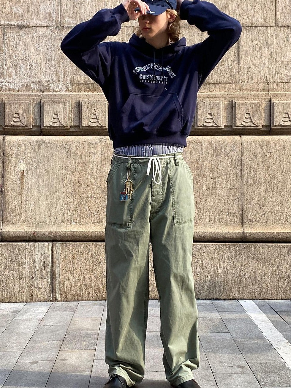 Country Moment Wrinkle Free Mid Rise Straight Workwear Everyday Pure Cotton Olive Cargo Pants