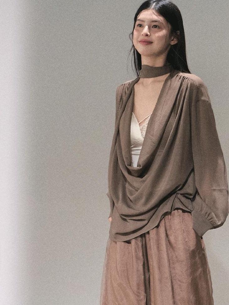 7 OAKMOO High Waisted Minimal Double Layer Relaxed Office Women Polyester Wide Leg Pants