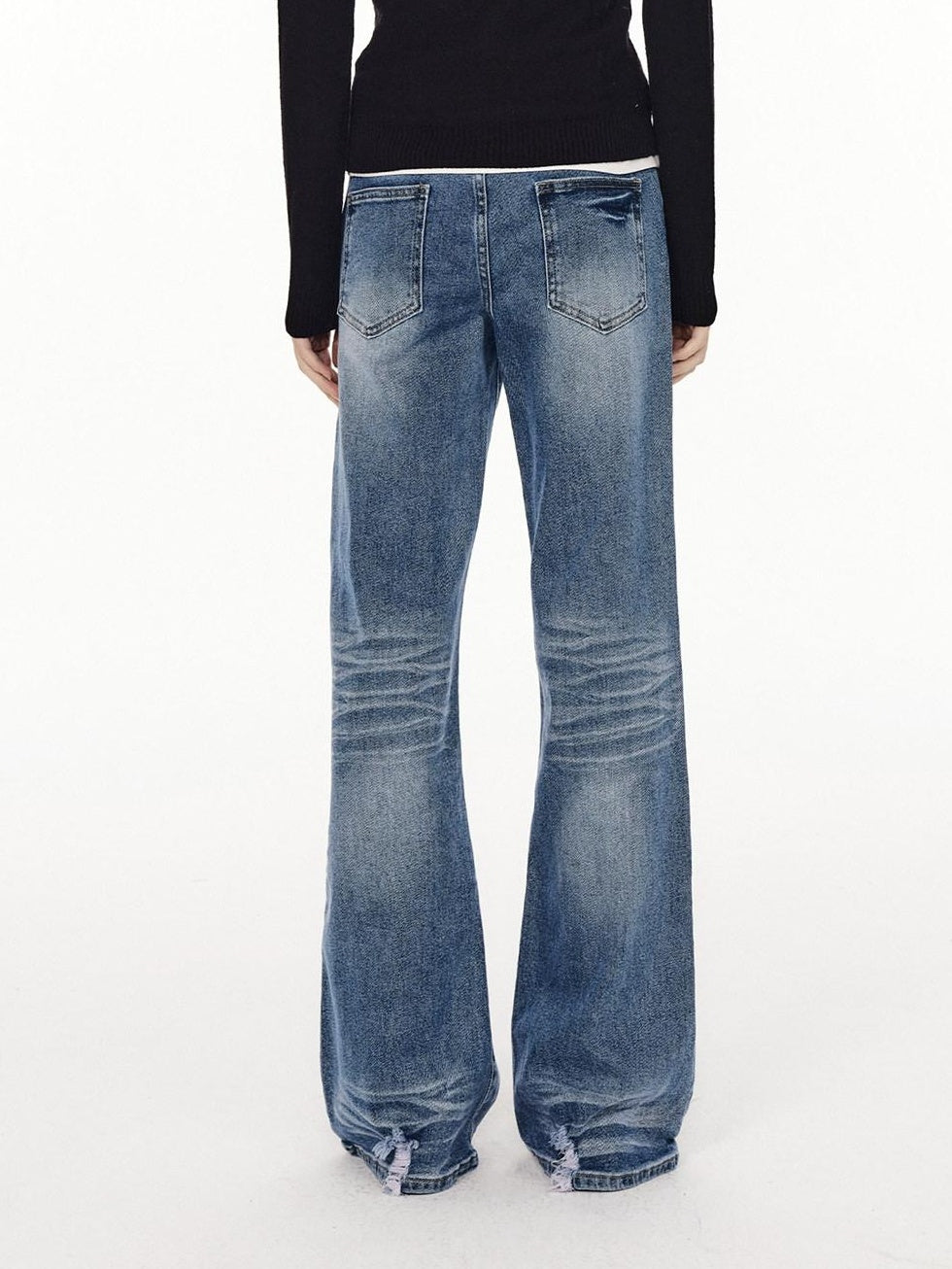 Country Moment Low Rise Stretch Cotton Casual Zip Fly Everyday Washed Blue Flared Jeans