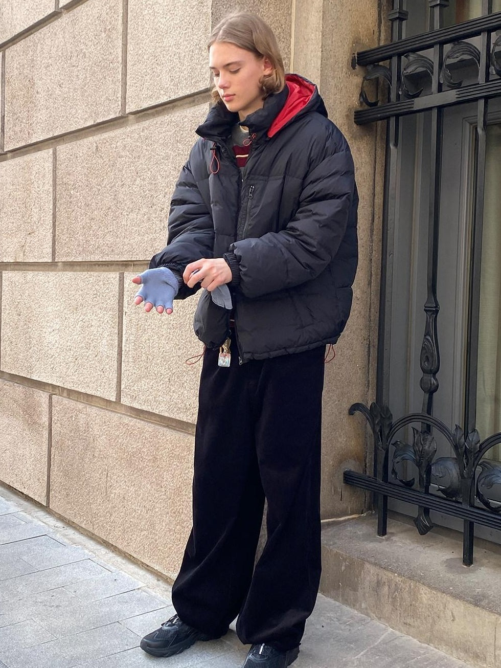 Country Moment 90 Percent White Duck Down Warm Hooded Loose Fit Youth Black Red Down Jackets