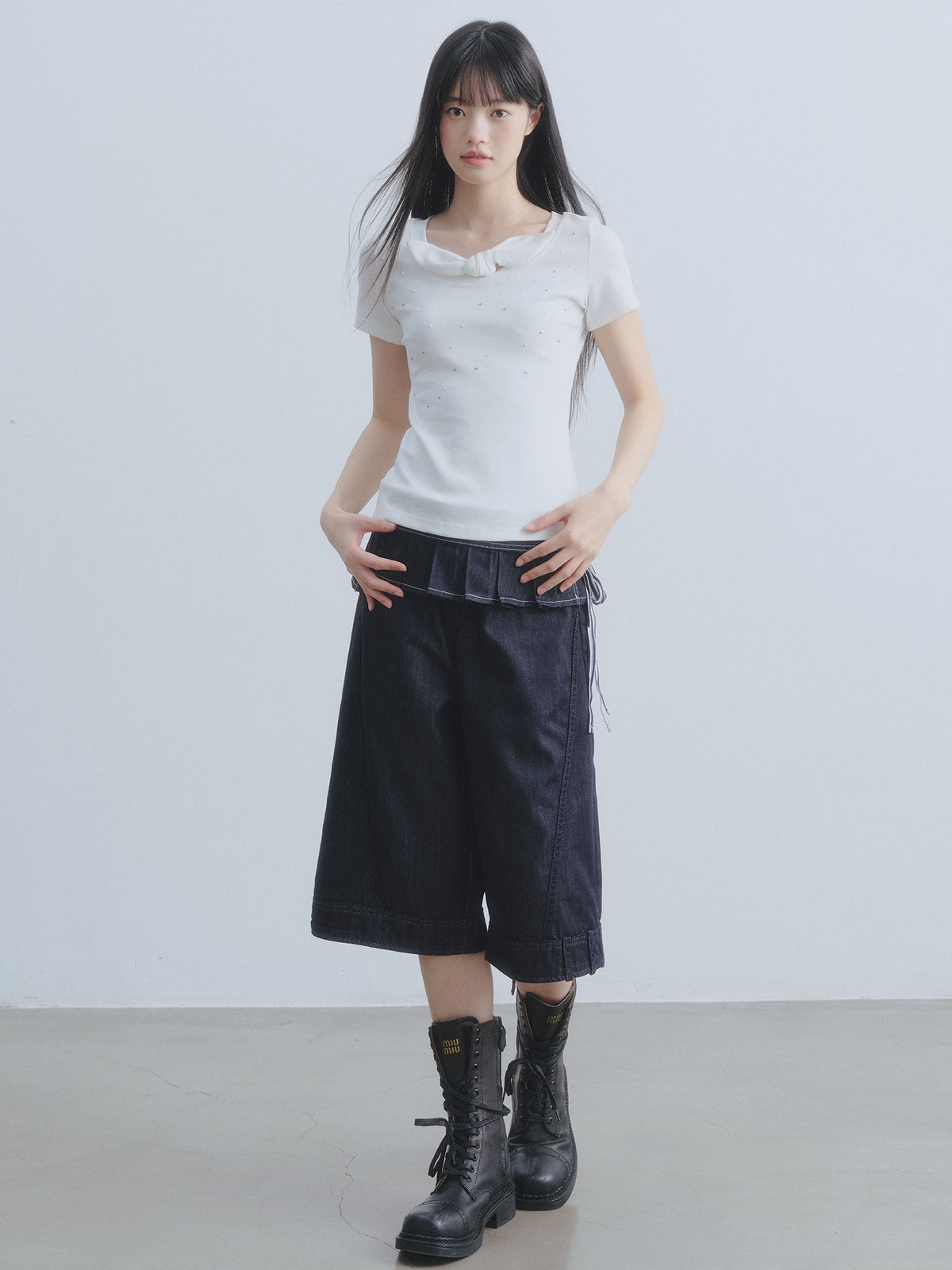 DDGIRL_studio_Washed_High_Waisted_Pleated_Soft_Non_Stretch_Navy_Solid_Durable_Wide_Leg_Jeans_MISSTT