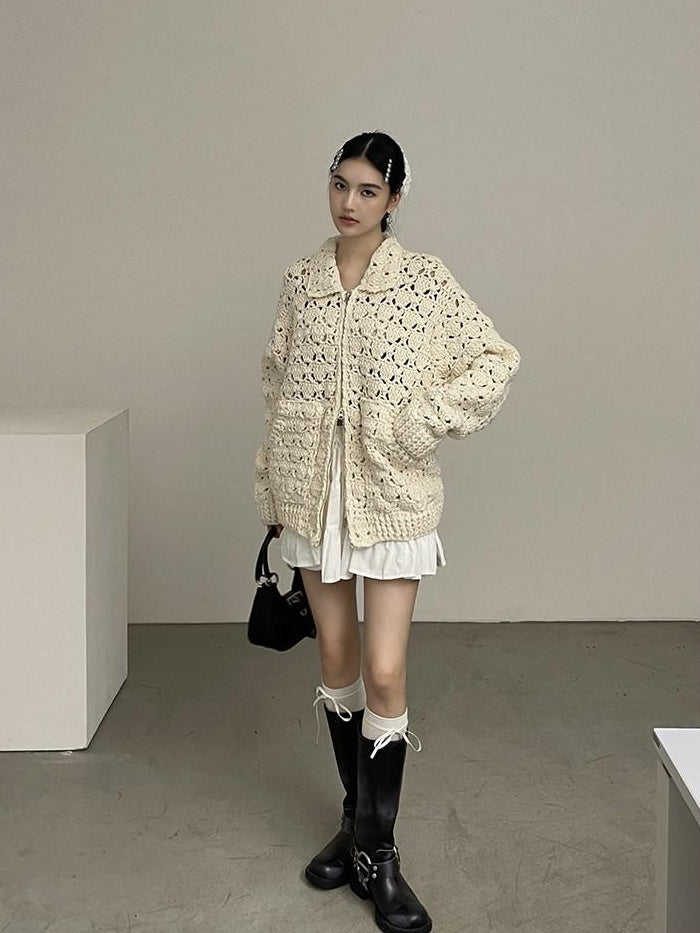 DDGIRL studio Cozy Wool Blend Longline Cardigan Office Commuter One Size Ivory Knit Sweaters