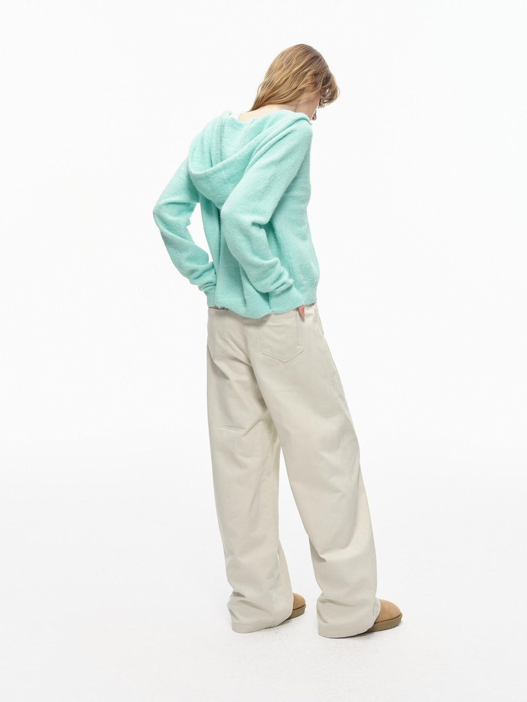 Country Moment Washed Patchwork Pure Cotton Mid Rise Loose Straight Youth Casual Wide Leg Pants