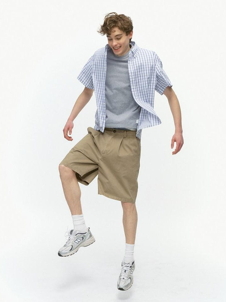 Country Moment Breathable Cotton Blend Loose Plaid Button Up Short Sleeve Collared Shirts
