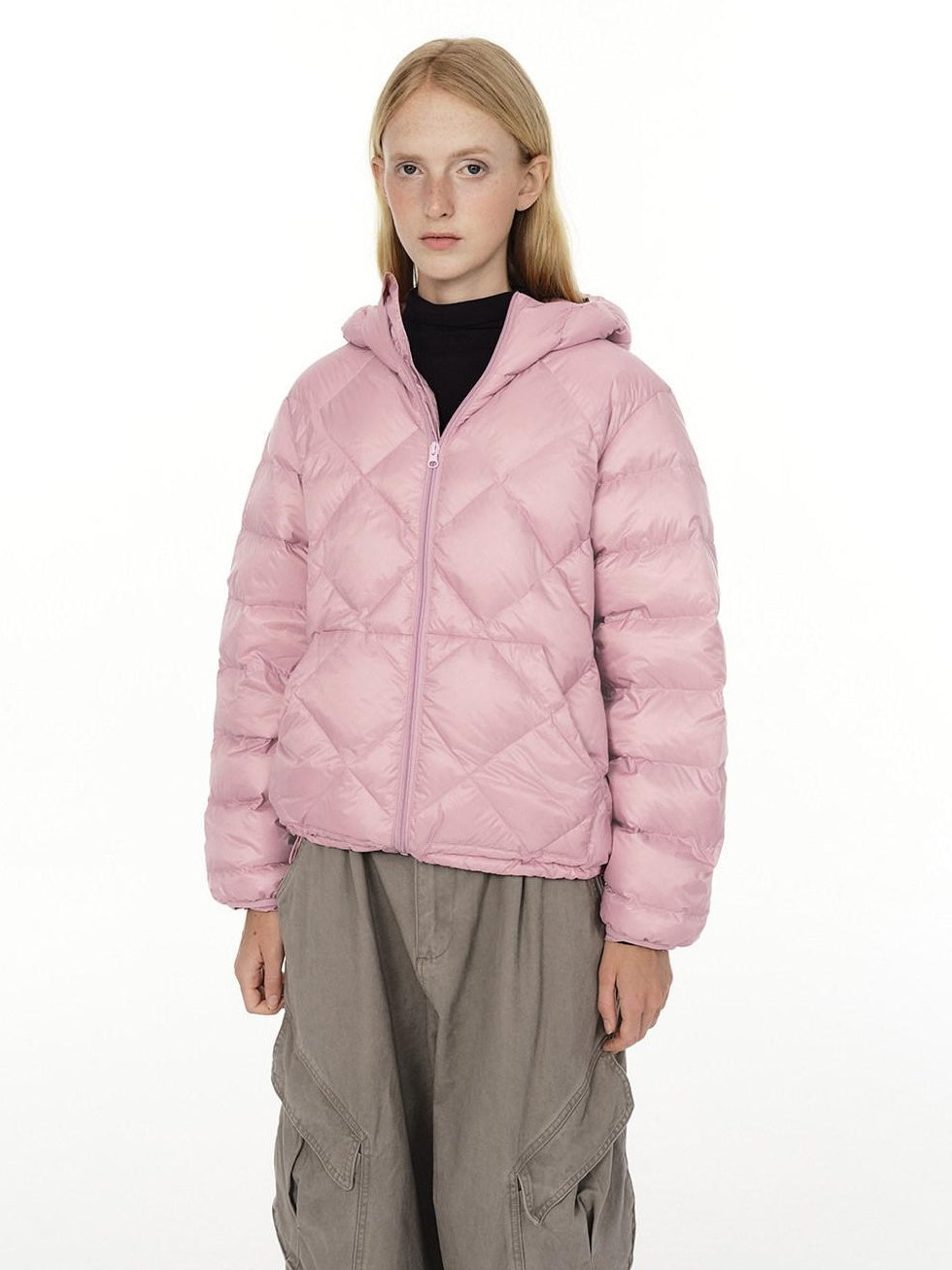 Country Moment 90% White Duck Down 650Fp Hooded Nylon Warm Windproof Pink Women Down Jackets