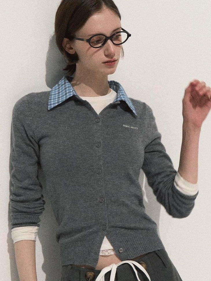 7 OAKMOO Soft Cotton Preppy Slim Fit Faux Layered Women Button Long Sleeve Cardigans